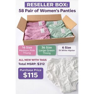 Reseller Bundle 58 Women’s Panties NWT Auden Thong Hipster Mixed Sizes Bulk Lot